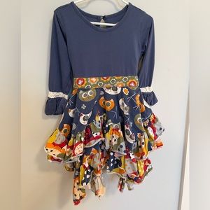 Jelly the Pug tiered ruffled kitty cat dress 4T with square skirt